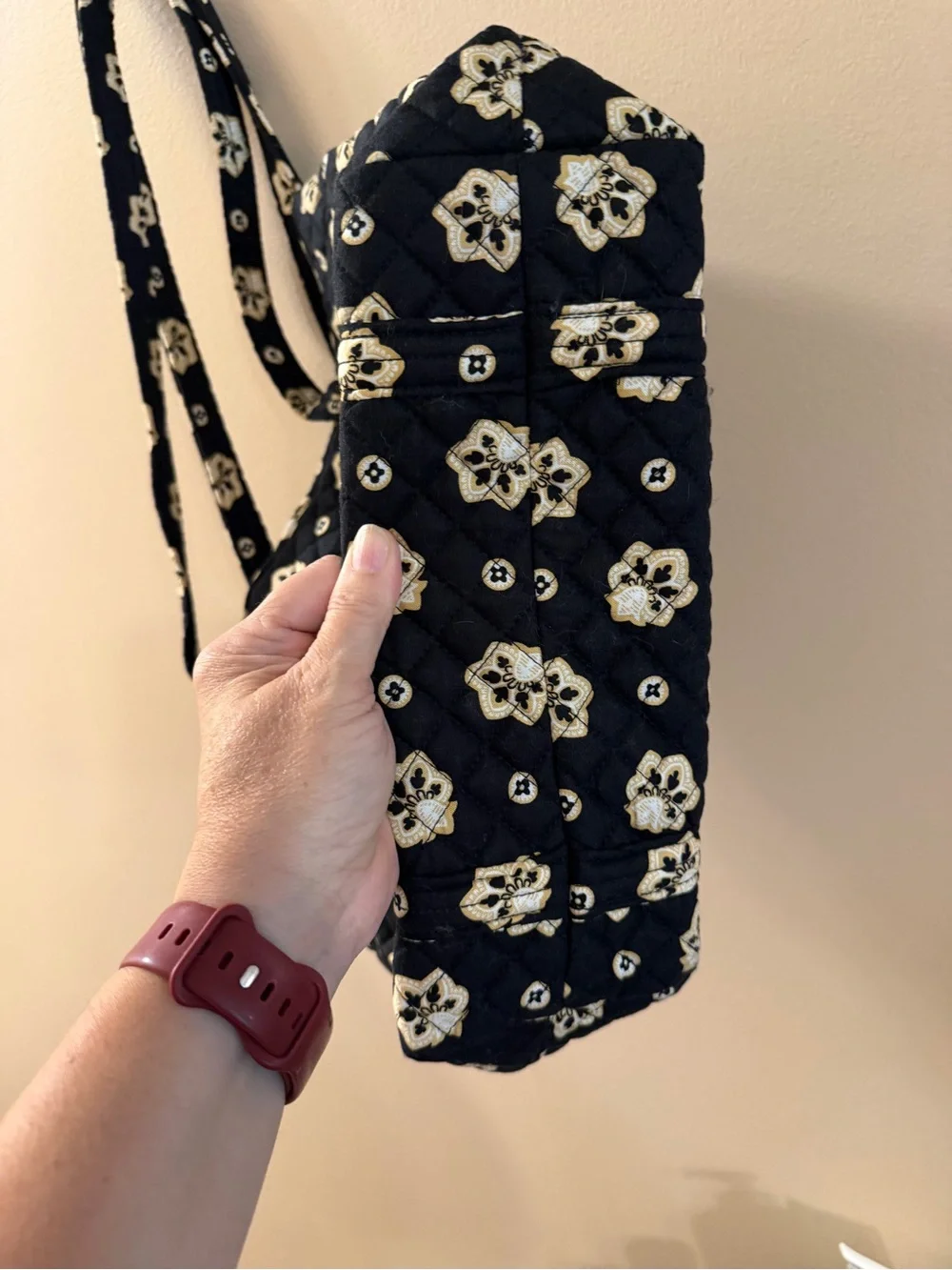 Vera Bradley New Orleans Saints Quilted Black Floral Tote Bag